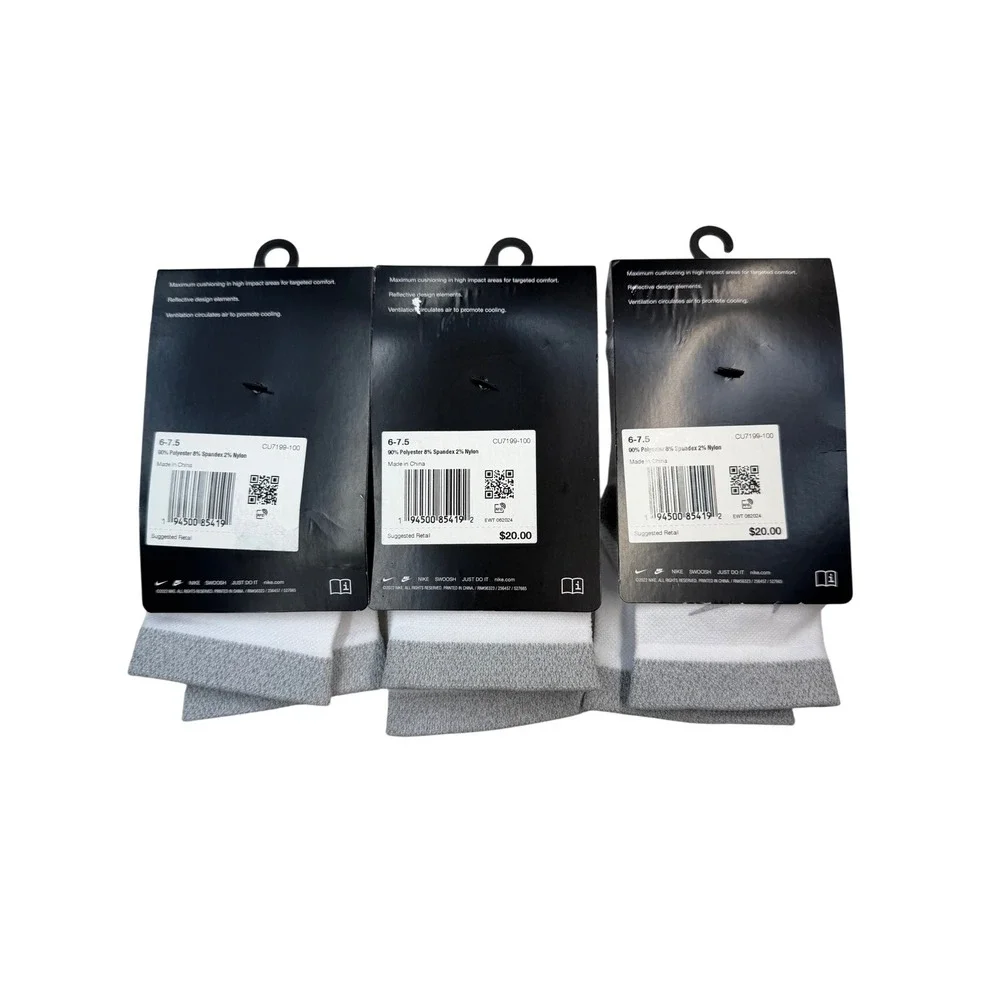 3 pair Nike Dri-FIT Spark Cushioned Ankle Running Socks M 6-7.5 Women 7.5-9 NWT